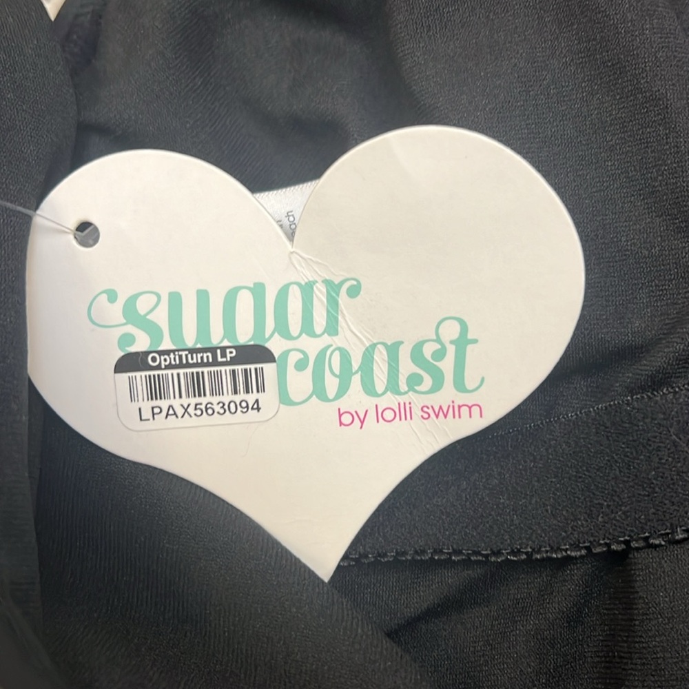 SUGAR COAST by Lolli Swim Ruffled Black 1 Piece Swimsuit low scoop back - Picture 6 of 7